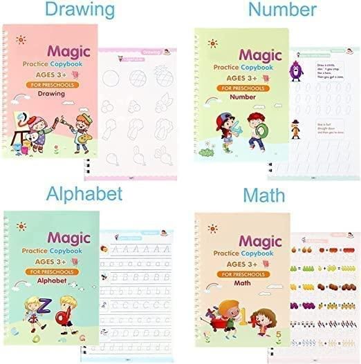 Magic Handwriting Practice Set (4 BOOKS,1 PEN,1 GRIP,10 REFILL)