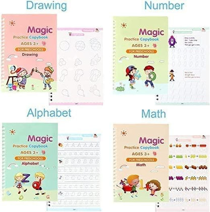 Magic Handwriting Practice Set (4 BOOKS,1 PEN,1 GRIP,10 REFILL)