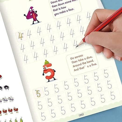 Magic Handwriting Practice Set (4 BOOKS,1 PEN,1 GRIP,10 REFILL)